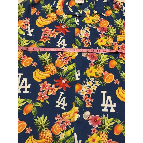 Los Angeles Dodgers MLB Hawaiian Floral Fruits Logo Shirt Men's Size Large - Picture 15 of 16